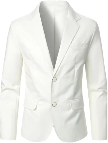 Men's Solid Color Business Casual Jacket Single Button Suit Coat for Wedding Party Formal Wear
