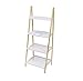 thesecrethome.es - Estantería de Madera - Estantería Tipo Escalera con 3 o 4 Baldas - Estantería de pie para almacenaje - Decoración Salón, Dormitorio, Despacho (4 baldas, Natural/Blanco)