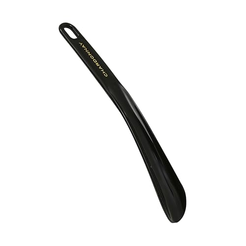 Image of Chardonnay Shoe Horn | Travel Friendly Shoe Wearing Stick for Men & Women | Medium Handle | Easy Slip-On for Shoes | Elegant Business, Wedding & Casual Formal Footwear Accessory - Black