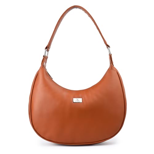 Image of K London Women's Vegan Leather Half Moon Bag | Stylish Black Shoulder Hobo | Compact Baguette Purse for Office, Casual, Party & Travel Use