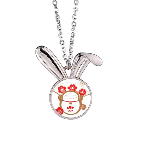Collier chat porte-bonheur en fleurs de cerisier aux finitions d'exception