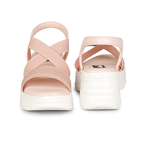 Image of Stylish Girl's High Heel Criss Cross Chunky Sole Casual Fashion Wedges Sandal For Women /Girls Ankle Strep Sandal