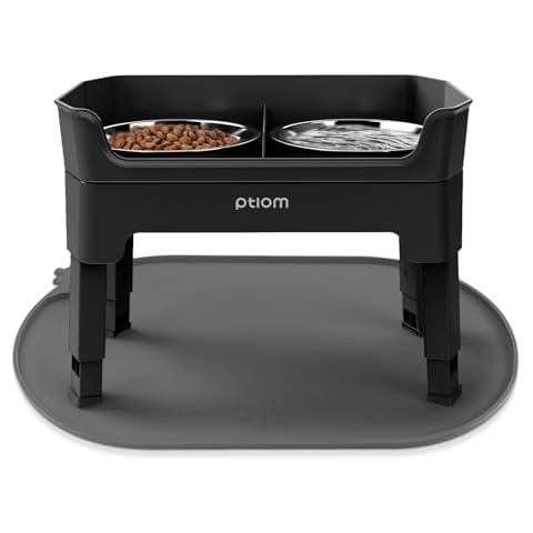 KPWACD Elevated Slow Feeder Dog Bowls and Silicone Pet Food Mat, Raised Dog Bowl with 4 Height Adjustable Licking Plate Stand, Dog Placemat Non-Slip Waterproof, 2 Item Bundle Cover