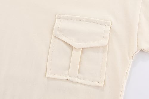 Mud Kingdom Girls T-Shirts Casual Short Sleeve Tops with Chest Pocket Cute Plain Summer Tees with Drawstring Hem4