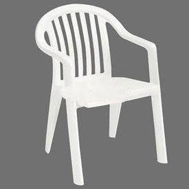 GROSFILLEX INC Resin Lowback Stacking Outdoor Armchair - White - Lot of 16
