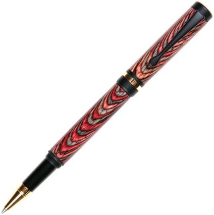 Lanier Pens Classic Rollerball Pen - Black Enamel Plating - Night Fire Color Grain