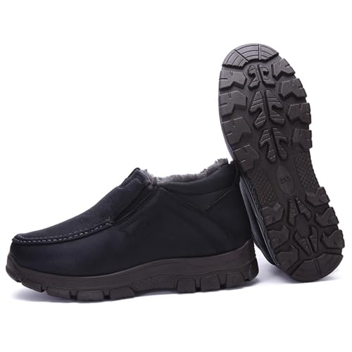 Men's Slip-On Winter Snow Boots Warm Fur Lined Casual Non-Slip Outdoors Leather Booties Cozy Walking Loafers2