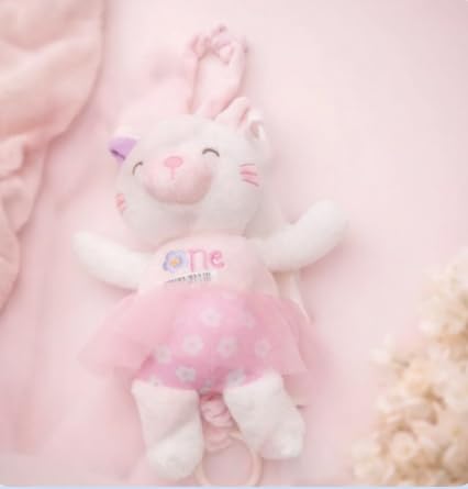 SMILE BABY Plush Hanging Toy Rattles for Crib and Stroller Keep Your Baby Entertained and Engaged. Soft, Colorful, and Safe, They Stimulate Sensory Development and are Perfect for Playtime Fun (Pink White)-image-20