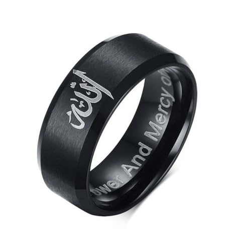 Anillos de Alá para Hombre Negro Acero Inoxidable Bisutería anel masculino Religión Regalo