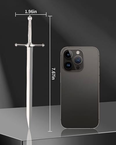 Hersaul D-1 Letter Opener Envelope Slitter Mail Opener Tool Sword Letter Opener Vintage Decorative Letter Opener Knife Desks Decoration Silver Ergonomic Grip Handle Office Mail Supplies thumb #1