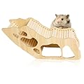 Hamster Accessories, Hamsters Hideout Tunnel Wooden Climbing Ladder Pet Cage Toys Bridge Habitat Accessories for Chinchilla Rat Gerbils