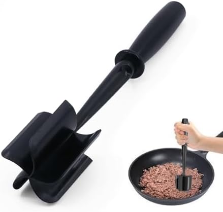 Meat Chopper, 5 Curve Blades Ground Beef Smasher, Heat Resistant Hamburger Smasher Tool, Nylon Potato Masher Utensil, Ground Meat Chopper, Meat Separator Tool for Hamburger, Non Stick Mix Chopper