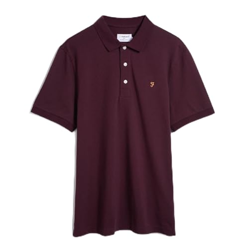 Image of Farah Mens Sleeve Polo Shirt Burgundy 507 XL