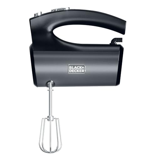 BLACK+DECKER 300W Hand Mixer - 5-Speed with Turbo Premium Metallic Finish Stainless Steel Beaters & Dough Hooks Ergonomic Grip Easy Eject Dishwasher Safe | SSMH325-B5