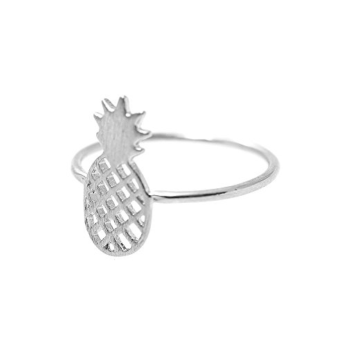 Spinningdaisy Handcrafted Brushed Metal Pineapple Fruit Ring