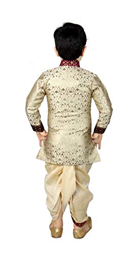 Image of Boys Sherwani Set | Brocade Sherwani for Boys | Kids Ethnic Wear | Party Outfit for Weddings Festivals & Special Occasions