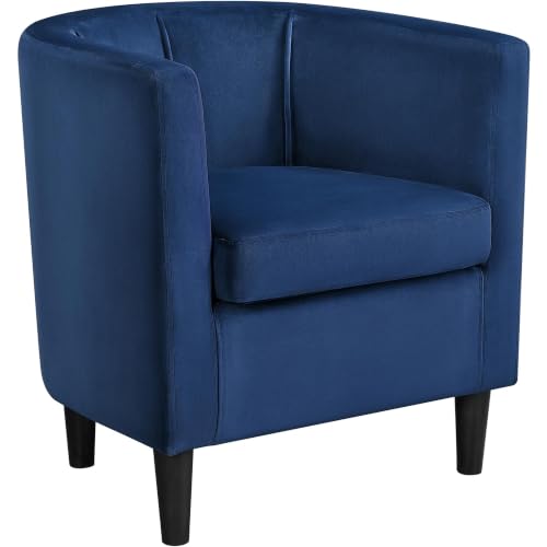 Yaheetech Barrel Accent Chair, Upholstered Modern Armchair, Blue
