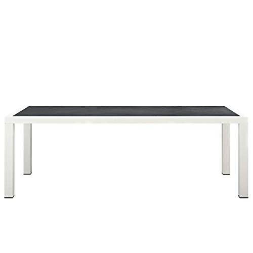 Modway Stance 91" Outdoor Patio Modern Spray Stone Glass Aluminum Dining Table In White Gray #TOP1