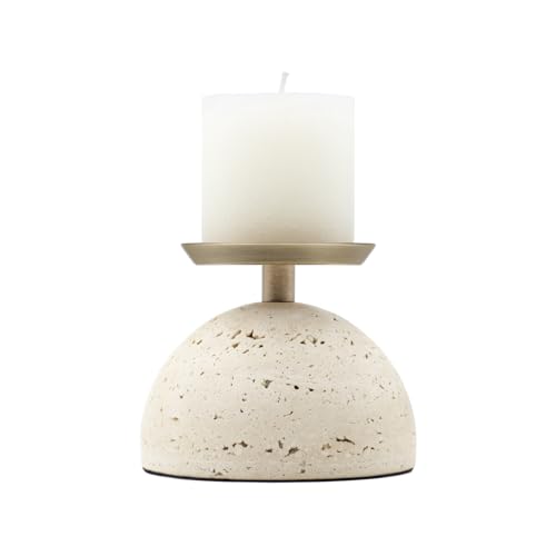 NEXOTIQUE Marble Pillar Candle Holder, Travertine Candle Holder Centerpiece for