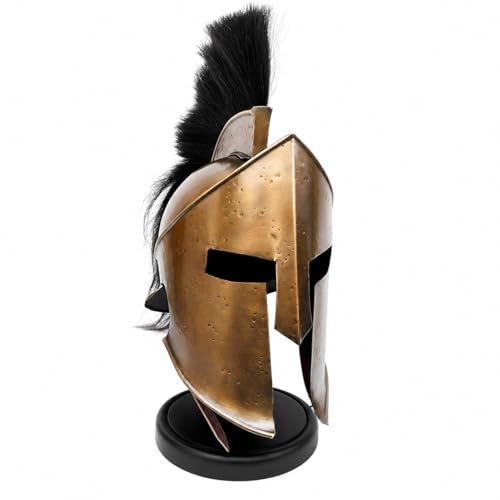 Casque médiéval grec spartan 300 avec plume noire et support de décoration vintage