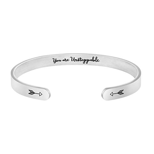 Joycuff Inspirational Bracelets Fight Cancer Gifts for Best Friend Personalized Mantra Cuff Bangle
