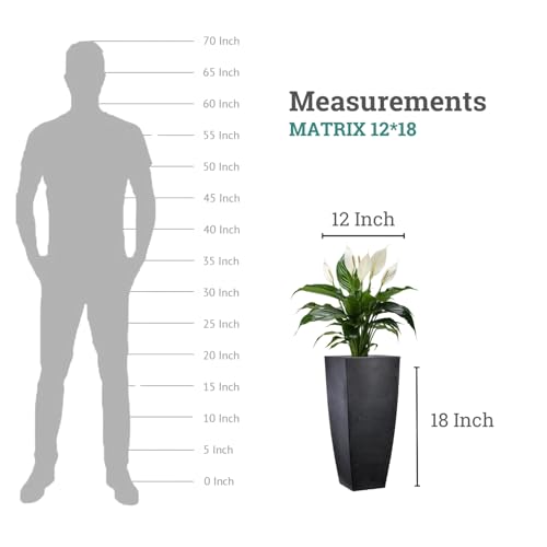 Image of Go Hooked Matrix 18 Inch Big Flower Pot | Outdoor & Indoor Planter for Balcony, Garden & Terrace | Durable Lightweight Decorative Polymer Pot for Live & Artificial Plants (Black)