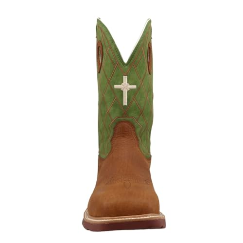 Image of Twisted X Men's 12 inch Western Work Boot, Color: Caramel Cafe & Green, Size: 7.5, Width: EE (MXBNW07-EE-07.5)