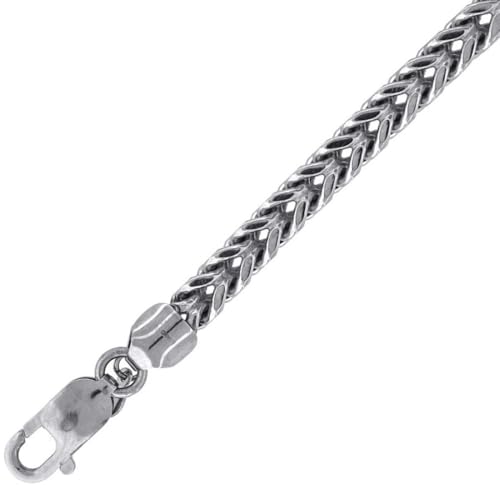 Real 10k White Gold-Hollow Franco Chain 7mm Wheat Rope 9' Bracelet