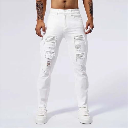 Hndudnff Men's Casual Hip-Hop High Skinny Ripped Jeans Slim Fit Stretch Cotton Denim Pants2