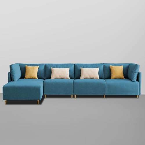 Image of Carina LHS 6 Seater L Shape Sofa Set for Living Room (Turquise Fabric) Premium Fabric Sofa