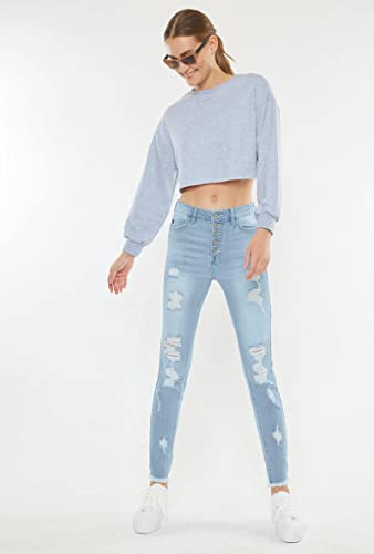 Kan Can USA Victoria High-Rise Exposed Button Wash Skinny Jeans - kc71134