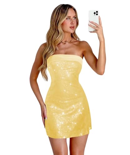 Miao Duo Sparkly Sequin Short Tight Homecoming Dresses 2025 Strapless Mini Cocktail Party Dress YZTS275