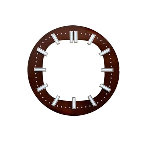 Hollow Dial Green Luminous Dial 30.5mm Watch Dial for NH35 NH36 Movement Modified Watch Face Replacement Parts Accessories(Brown)
