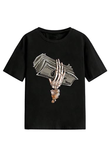 Floerns Boy's Graphic Crew Neck Short Sleeve T Shirt Drop Shoulder Casual Tee Top