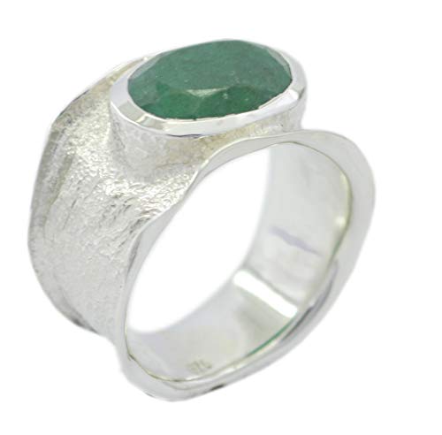 Bague fantaisie argent sterling 925 et pierre vert émeraude