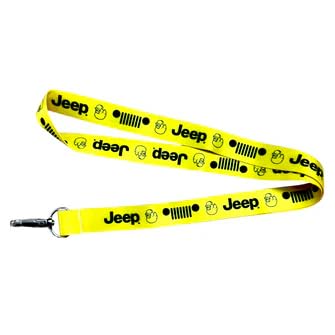 Jeep Duck Lanyard with Text and Grille Logos Yellow - Swivel Lobster Clasp for Keys, Badge Holder, Id Badges, Card Holder and Keychain (Yellow)
