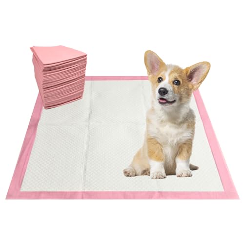 Image of Heavy Duty Pink Puppy Pee Pads 22 x 22 Inch 50 Count Dog Traing Pads | Leak-Proof Quick Absorb 6-Layer Design for Pet Potty Training, Ideal for Puppies, Cats, Rabbits, and Guinea Pigs