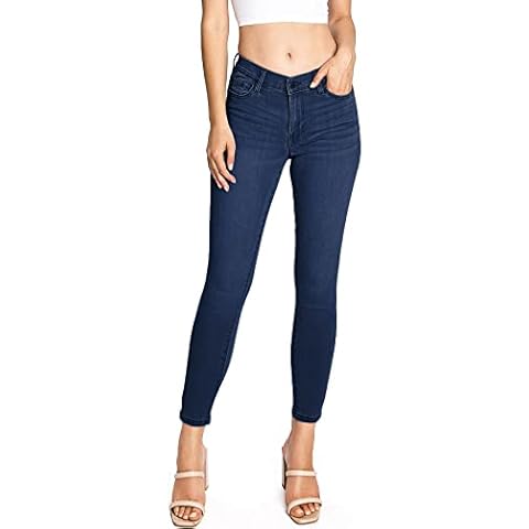 Celebrity Pink Jean Women's Juniors Mid-Rise Sustainable Cotton Skinny Jeans (3, Dark Blue) Cover
