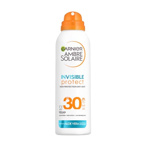 Garnier Ambre Solaire Face SPF Invisible Protect Dry Mist SPF 30 Fast Absorbing High UVA & UVB Protection Water Resistant Invisible Finish Non-Sticky 150ml