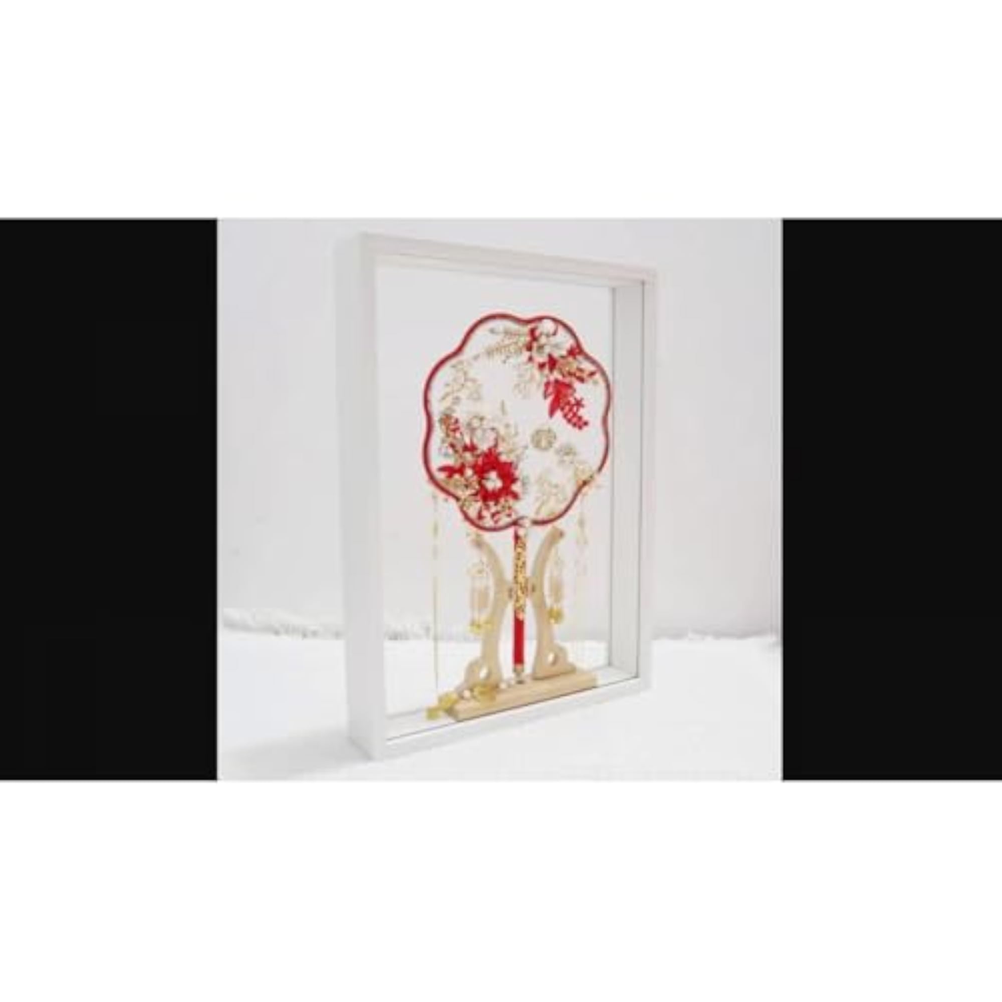 Double-Sided Transparent Hand Fan Frame, Bridal Gift Decor White