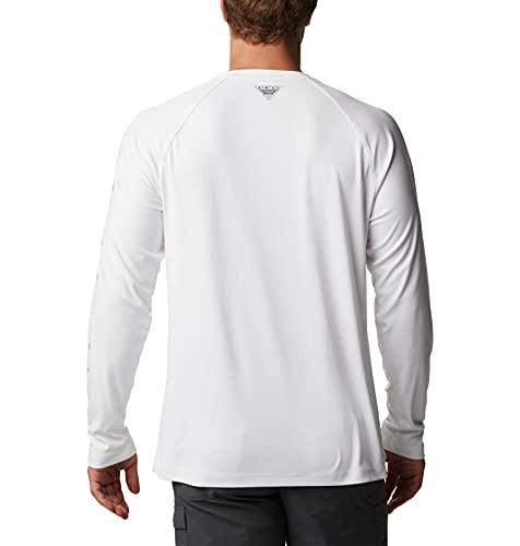 Columbia Men's Pfg Terminal Deflector Long Sleeve Shirt, Breathable, Uv Sun Protection, White/Cool Grey, Large #TOP1