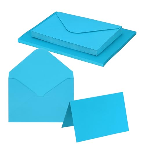 Cartes de vœux vierges 250g carton épais PATIKIL bleu lac pour faire-part