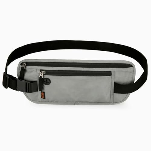 ウエストポーチ セキュリティウエストバッグ 超軽量 超薄型 隠し パスポートケース RFID 旅行用 パスポートケース 海外旅行 バッグ 防犯 防水 便利 運動ランニング アウトドア 男女兼用 (ライトグレー)