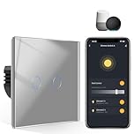 CNBINGO Smart Dimmer Switch for Dimmable LED Light, Voice Control by Alexa, Remote Control by Smart Life App, WiFi Touch Light Switch with Glass Wall Plate, Backlight, Neutral Wire Required
