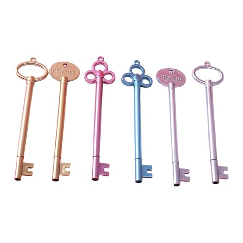 6 bolígrafos de gel con forma de llave, divertidos bolígrafos de escritura para niños y estudiantes, rellenos de de recompensa, punta de aguja de 0, 38 mm, bolígrafos de gel con llave vintage