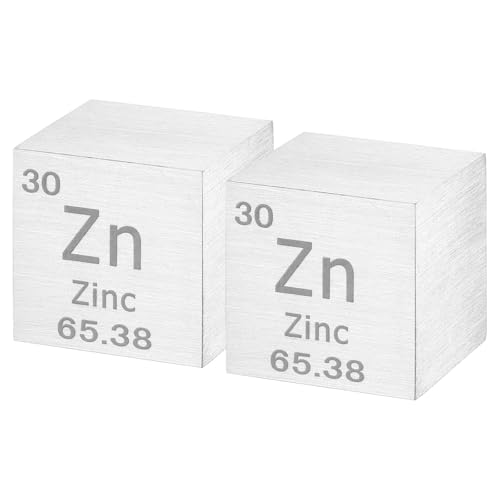 Image of uxcell 1 Inch Zinc Cube High Density Metal Element Cube 2 Pcs | Chemical Elements Collection Science Education Experiment Application Silver
