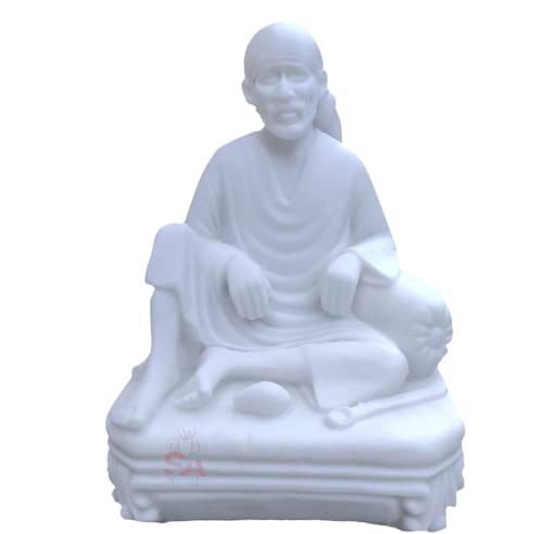 Image of Sai Amrut Gifts Italian Marble Sai Baba Dwarkamai Statue for Home and Pooja Room (Design 2)