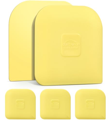 Image of Pan Scrapers Dish Scraper Tool Set, 5 Pack Food Scraper Pan Pot Scraper, Cast Iron Cleaner Scraper Iron Skillet Scraper Scrubber for Cleaning Grease, Kitchen Scrapper