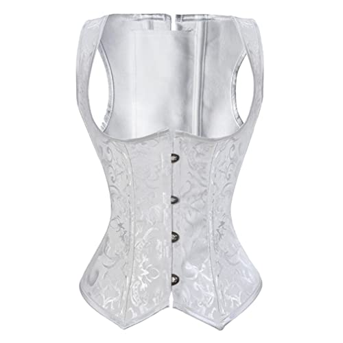 Haorugut Steampunk Underbust Corset with Straps Pirate Corset Vest Women Gothic Vest