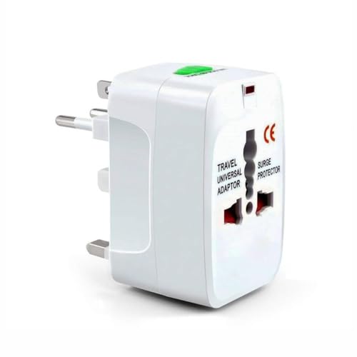 Image of HUMBLE Universal Travel Adapter Plug - International Multipurpose All-in-One Solution for US, AUS, UK, EU, Europe, North/South America & 150+ Countries (Rectangle) (White)
